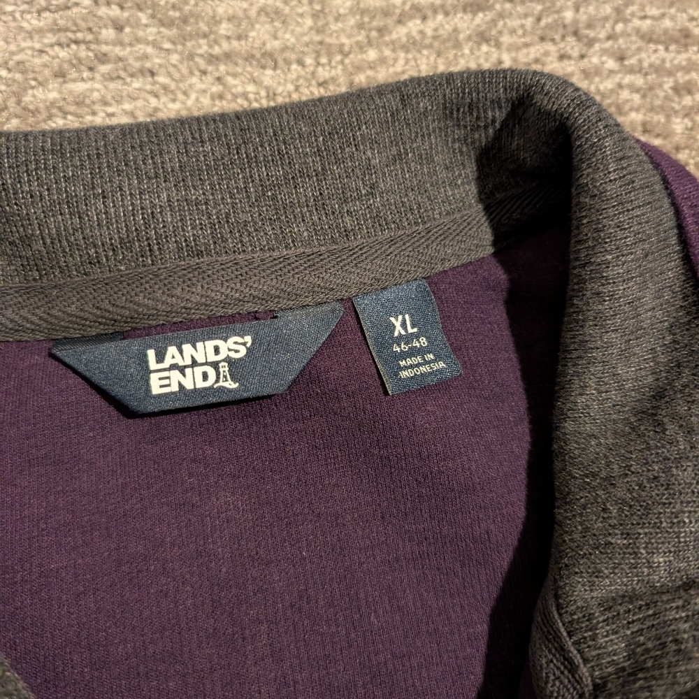 Land's End Men's Deep Plum Quarter-Zip Sweater - XL - Picture 5 of 10